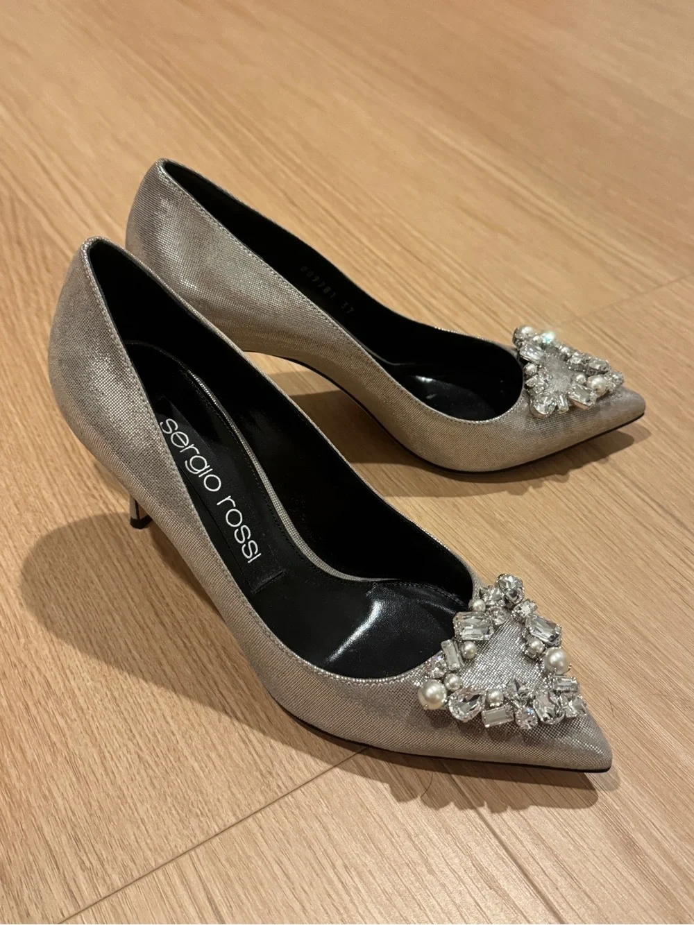 Sergio Rossi Silver Pumps, Original Box and Dust Bags